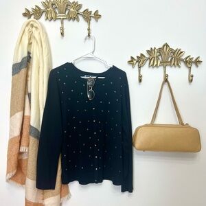 Chic button down cardigan sweater with crystal embellishment 2X ptp 26” L 27”